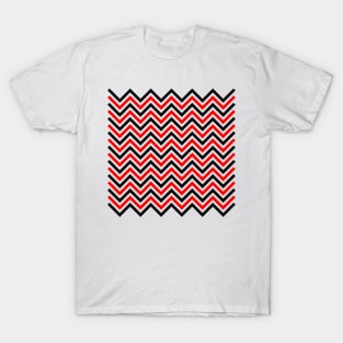 Zigzag Lines - Red Black T-Shirt